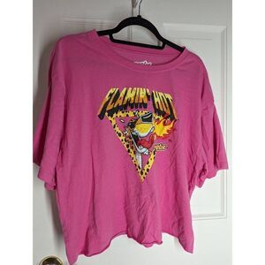 Flamin' Hot Cheetos pink short-sleeved crewneck tee t-shirt crop top XXL